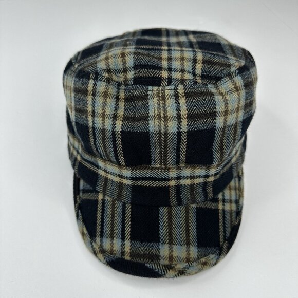 D&Y Women's Black Blue Plaid Cadet Preppy BOHO Hat S/M - Picture 2 of 12